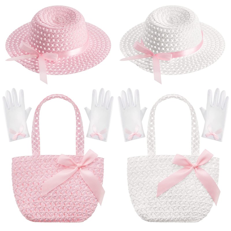 Zhanmai 6 Pcs Girls Tea Party Hats Accessories Set Kids