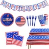 303Pcs American Flag Patriotic Party Supplies Disposable Dinner Paper Plates,Dessert