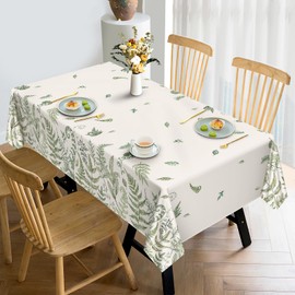 Arquiel Fern Leaves Tablecloth Waterproof, Green Grass Table Cloth Rectangle, Washable Table Cover for Party Picnic Wedding Outdoor Dining Decor (60×120 Inch)