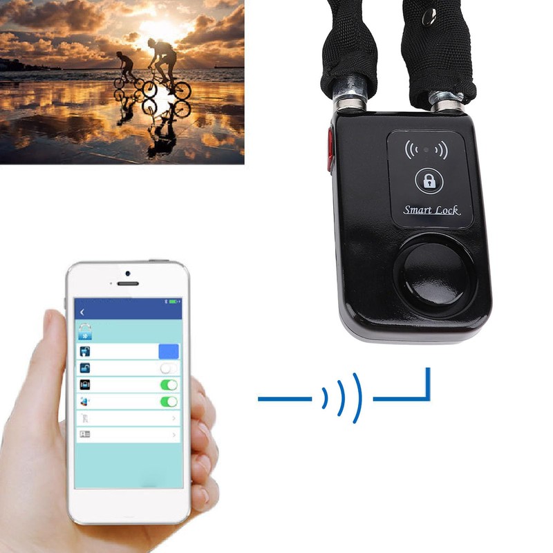 Bluetooth Chain Lock, APP Control Bike Lock with Vibration Alarm