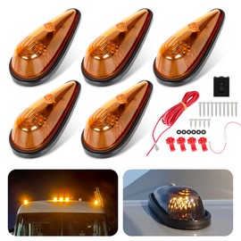 FSBCGT 5Pcs Amber Teardrop Cab Light 9LED Cab Marker Light Front Top Clearance Roof Running Light, Emergency Warning Lights for Vehicles, Trucks, Pickups, Vans, Semis and RVs