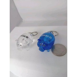 2 Chase Bank Pig Keychain Banking Advertising Logo Blue And Clear Acrylic NOS