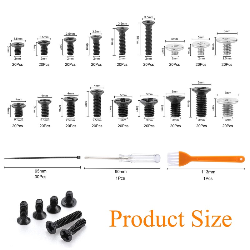 Gueenky 392 Piece Laptop Computer Screws Set, M2 M2.5 M3