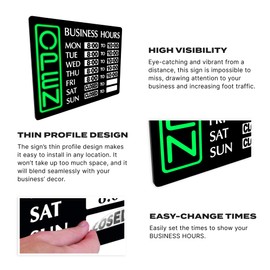 Ultra-Bright LED Open Sign for Business - Horizontal Format 17" x 13" - Easy-to-Read - Safe and Efficient - Hanging Kit Included for ceiling or wall Mount. Neon light