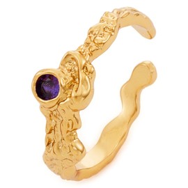 C.Paravano Gold-plated women's rings, adjustable open statement rings for women, fashion rings, Gold, Goldstone