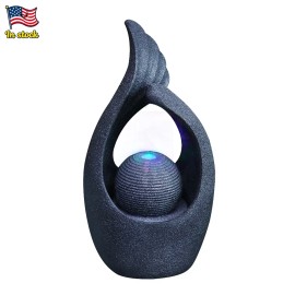 US Stock! Resin Hollow - Designed Fountain with Orb - Ideal for Garden and Home Decor Lovers, Gardens or Indoor Living SpacesColor: like picture, Size: One Size