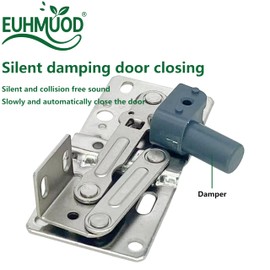 EUHMUOD LD-0220-50SC Soft Close Flip Down Tray Hinges, Self Closing Cabinet Hinge Door Hinges with Damping & Mounting Screws Kit, Tip-Out Tray Hinge Support Frame, 45° Opening