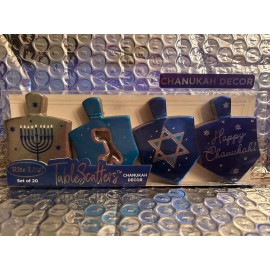 Rite Lite Chanukah Hanukkah TABLE SCATTERS Decor Set of 20 Menorah Dreidel Size 2.5" NWT
