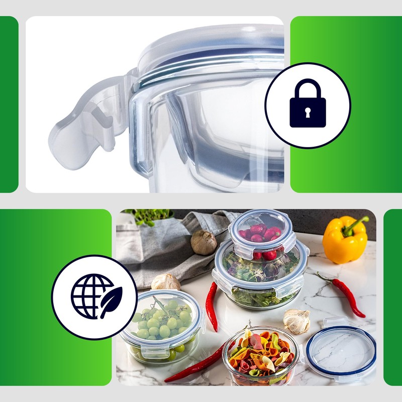 KADAX Glass Container with Lid, Food Container, Dishwasher Safe Food