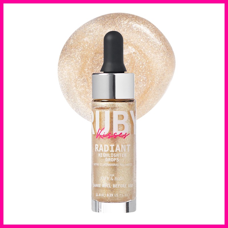 Ruby Kisses Radiant Drops, Shimmer Liquid Highlighter Makeup, Smooth Illuminator
