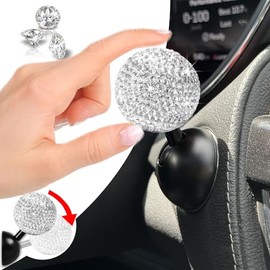 Zerikwon Bling Car Push Start Button Cover, Diamond Joystick Car Starter Button Cover Cute Car Accessories for Women Interior Car Push to Start Accessories Engine Start Button Cover Car Decor for Girls(White)