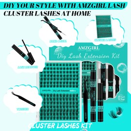 Lash Extension Kit 320Pcs,DIY Individual Lashes Clusters Kit,Lash Bond And Seal,Lash Remover For Eyelashes Extensions,Lash Applicator Tool For False Eyelash Cluster Kit At Home(50D,D-Mix9-16mm Kit)