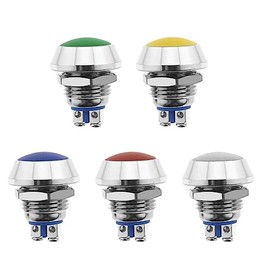 ECSiNG 5PCS 12mm Momentary Push Button Switch 5A 12V DC Waterproof Brass Round On/Off Switch for Power Starting Devices Motor Starting Motorized Vehicle