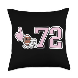 Retro Football Player Apparel Retro Pink Foam Finger Football Player #72 Throw Pillow, 18x18, Multicolor