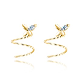 Reffeer Solid 925 Sterling Silver Butterfly Earrings Cuff for Women Earrings Butterfly Crawler Earrings Climber Earrings (B-18K Gold Plated)