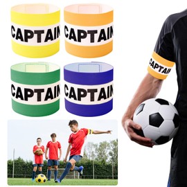 Pack of 4 Captain's Armband Children's Football Captain's Armband Adjustable Captain's Armband Men's Elastic Player's Armband Football Captain Bracelet for Children Junior Adult Sports M (Adult)