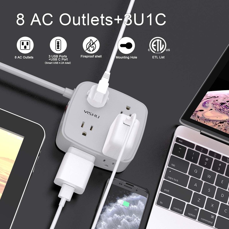 6 Ft Surge Protector Power Strip - 8 Widely Outlets