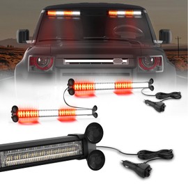 WINECO Emergency LED Strobe Traffic Advisor Lights Bar Car Front Rear Windshield Hazard Safety WarningFlashing Light w/Digital Controller for Construction Vehicles Trucks, 2x17inch, Red White