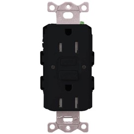 Lutron SCR-15-GFST-MN Claro Satin Colors 15-Amp Self-Testing Receptacle, Midnight