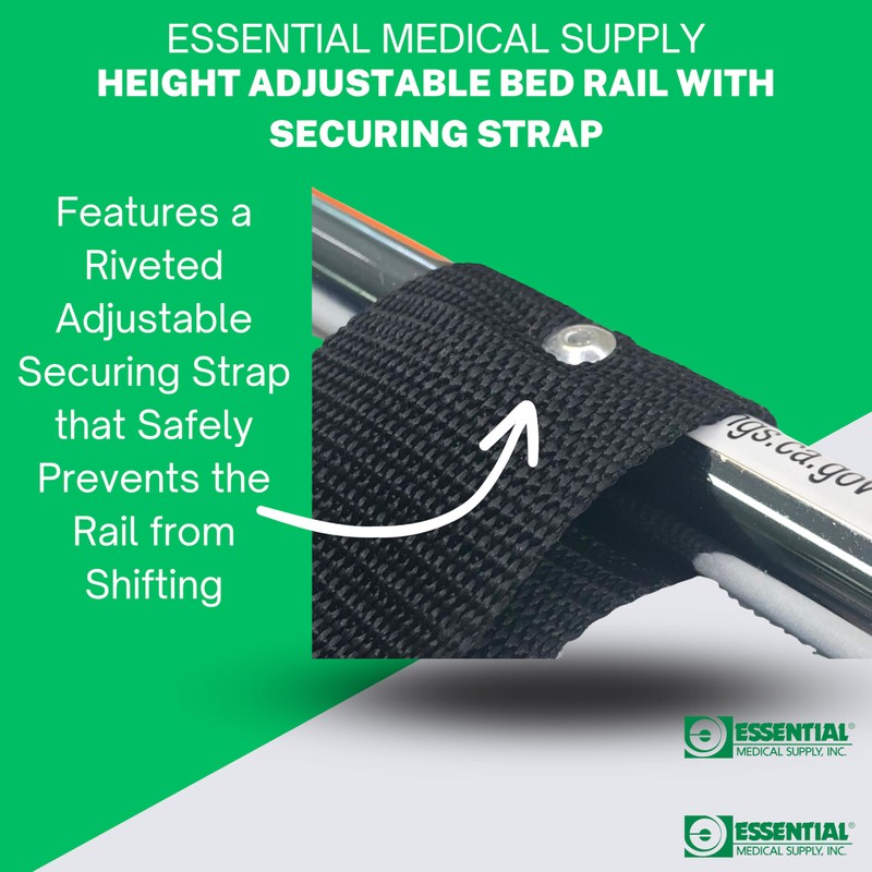 Essential Medical Supply Height Adjustable Hand Bed Rail with Attached