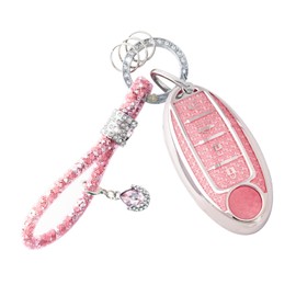 Rislobx Pink Key Fob Cover Car Keychain Case Protector for Altima Maxima Rogue Armada Pathfinder Pink Keychain Accessories