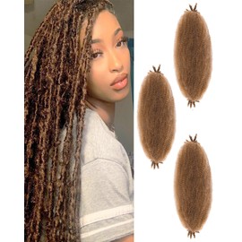 3 Packs Springy Afro Twist Hair with Crochet Hook, 24 Inch Pre-Separated Marley Crochet Braiding Hair for Distressed Soft Locs, Synthetic Hair Extension for Black Women(30#)