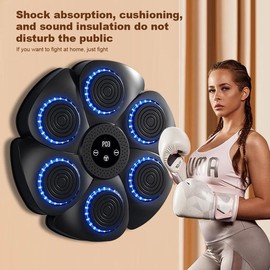 Bluetooth Music Boxing Machine Gloves,2024 Newest Version Smart Bluetooth Boxing Trainer with ,Rechargeable Boxing Target Workout Equipment - Color: Black