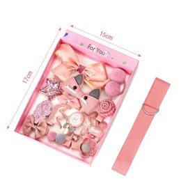 Girls Hair Accessories Gift Set, HQCM 18 Pieces Children Hair Clips Set for Christmas Birthday Gift, with Hairpins Ropes Bows Ties Barrettes Head Ornaments Silk Ribbon