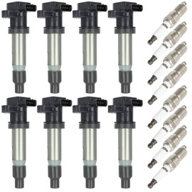 ROADFAR 8 Ignition Coils with 8 Iridium Spark Plugs Replaces #UF543 4 Pins Spark Plugs AND coil packs kit Compatible for Buick Lucerne 2007-2011