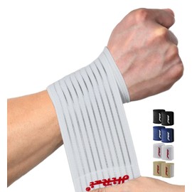 HiRui 2-Pack High-Elastic Wrist Support Straps Wrist Compression Bandage - Wrist Wraps Wristbands for Carpal Tunnel Arthritis Tendonitis Weightlifting Tennis Basketball - Breathable Soft (White)
