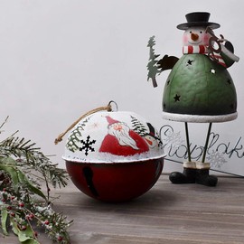 Attraction Design Christmas Jingle Bell Hanging Ornament, 6X6 Inch Rustic Christmas Tree Santa Claus Decoration Bell Ornament Wall Door Hanging Decoration Party Decor Xmas Gifts (Jingle Bell D)