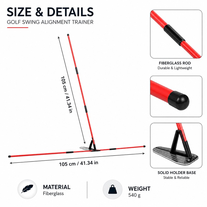 Golf Swing Alignment Trainer for Practice – Adjustable Fiberglass Rod
