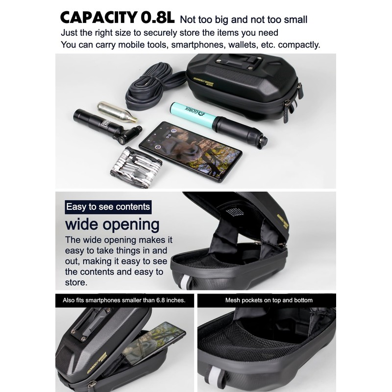 GORIX Bike Saddle Bag Rear Hard Shell Durable Waterproof Cycling