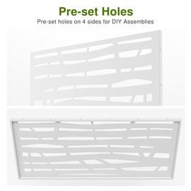 Casaphoria 72" H x 47" W Metal Outdoor Privacy Screen, Freestanding Decorative Divider for Patio, Deck, Balcony, and Garden with Stable Base, White Jungle