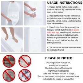 Arotive Bath Tub and Shower Mats, Extra Long Non-Slip 39.3 x 15.7 Inch Bath Mat with Drain Holes and Suction Cups, Bath Mats for Inside Shower, Machine Washable, Bathroom Essentials, White