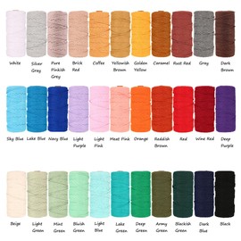 flipped 100% Natural Macrame Cotton Cord,3mm x109 Yard Twine String Cord Colored Cotton Rope Craft Cord for DIY Crafts Knitting Plant Hangers Christmas Wedding Décor (Dark Brown, 3mm*109yards)