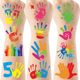 Hi Five Temporary Tattoos, 200+ 5th Birthday Party Decorations, Five Fake Tattoo Stickers Party Favors for Boys Girls Kids School Carnival(8 sheets)