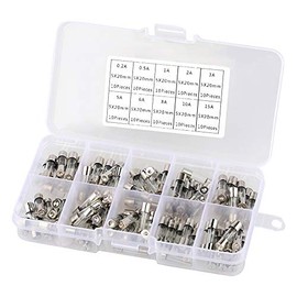 100 pcs 5 * 20mm 0.2 to 15A Grass Fuse Tube with Plastic Case Quick Blow Car Auto Tube Fuses