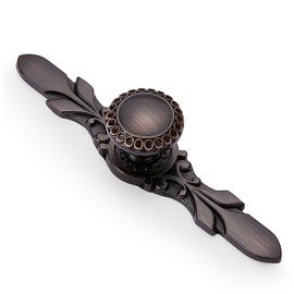 Aandxmok 10 Pack Round Oil Rubbed Bronze Cabinet Handles - 1.26” Knob & 5.8” Plate - Drawer Handles Vintage for Home, Farmhouse and Office Decorative Knobs and Pulls