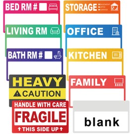 440 Count 3.5" x 2" Large Home Moving Packing Labels for 3-4 Bedroom House, 10 Color Coded Moving Stickers for Boxes with Large Writable Area, Fragile Moving Stickers +Heavy and Blank Labels