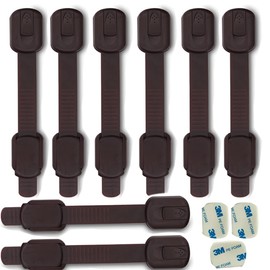 Child Safety Cabinet Locks for Baby Proof,Child Proof Safety Locks for Cabinets,Drawers,Cupboard,Oven,Fridge,8Packs Brown Locks,BAOWEIJD