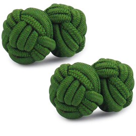 HONEY BEAR Silk Knot Fabric Cufflinks 5 Pairs Set for Mens/Womens Shirt Gift (Red Green Black without box)
