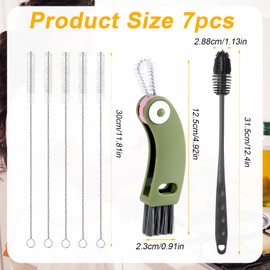 7 Pack Water Bottle Cleaner Brush Set, Extra Long Silicone Cup Brush with Multiple-Use Cup Lid Cleaning Brush & Straw Brush for Owala FreeSip 24oz/32oz/40oz