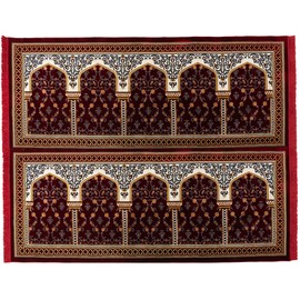 Modefa Turkish Islamic Prayer Rug - Multi Person Janamaz Sajada for Family or Mosque - Large Gathering & Group Praying Carpet - Wide Velvet Praying Mat (10 Person: 94.4in x 118in)