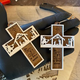 OENIZI Nativity Cross Scripture Christmas Ornament 4in