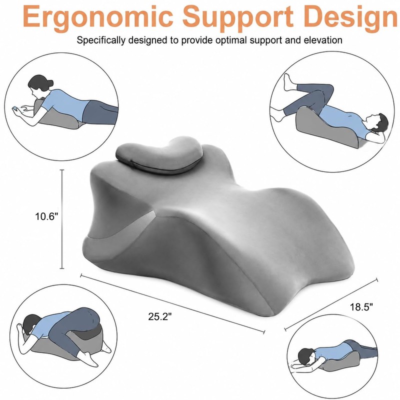 Wedge Intimacy Pillow for Couples Memory Foam Lift Pillow, Grey