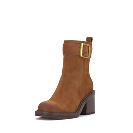 Vince Camuto Women's Bembonie Stacked Heel Bootie Ankle Boot, Warm Caramel, 11