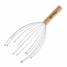 MP Pirol Head Massager with Lightweight Wooden Handle and 12 Fingers, Comes with Shatterproof Comb for Relaxation