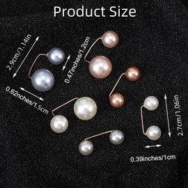 Heanvmyss Brooch Pins,6 Pieces Artificial Pearl Brooch Pins,Decorative Safety Pins,Elegant Faux Pearl Pins,Cute Sweater Shawl Clip for Women,Clothing,Pants,Dress(3 Colors)