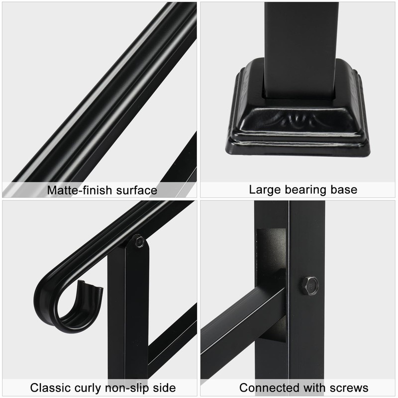 VINGLI Handrails for Outdoor Steps, Stair Handrail Fits 1 to